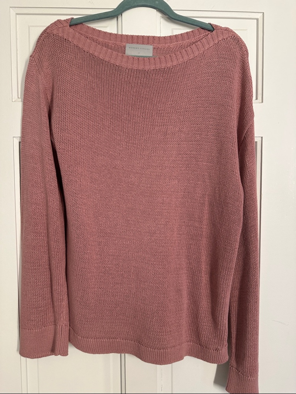 Modern Citizen Dusty Rose Boat Neck Knit Sweater